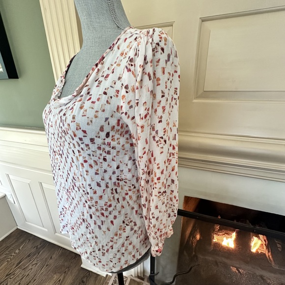 3/4 Hipster sheer blouse large work casual top pheasant sleeves boho inspired - Picture 5 of 8